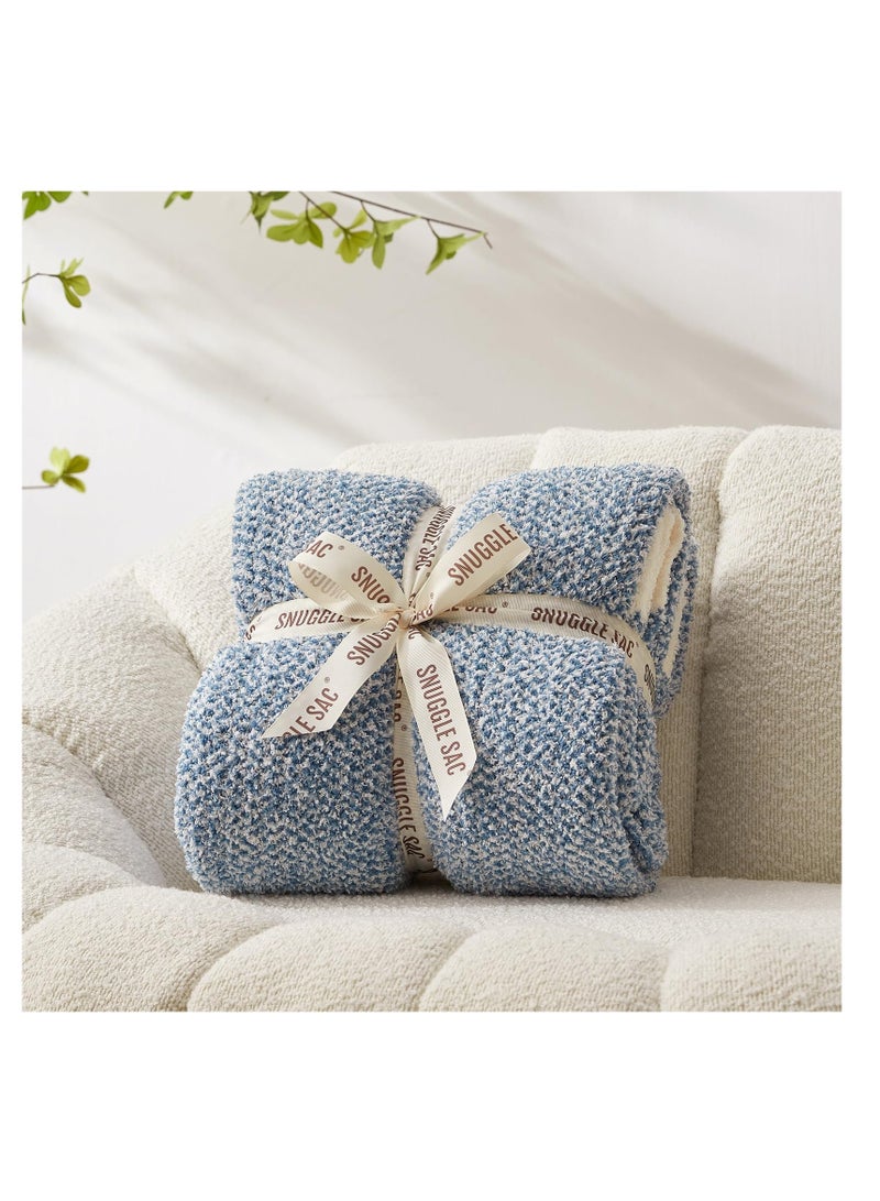 Excefore Soft Fluffy Throw Blanket, 50 x 60 inch Warm Throws for Couch, Reversible Super Cozy Blankets, Fuzzy Plush Lightweight Throw Blankets for Sofa, Bed, Living Room, Heather Blue  - Image 4