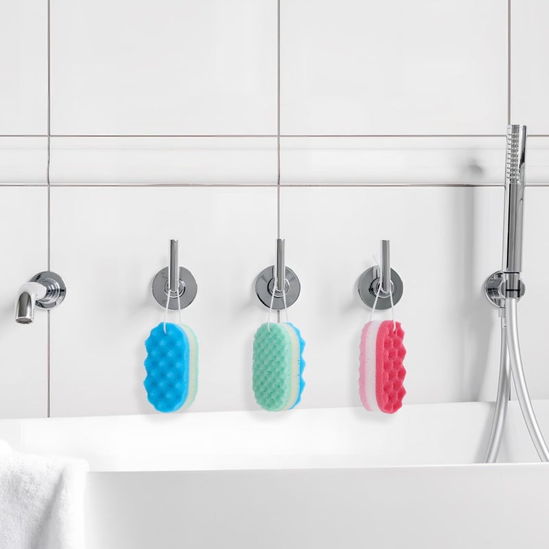 Large Soft Bath Sponges 4 Pcs Exfoliator with Hanging Rope for Gentle Deep Cleaning and Effortless Lathering - Image 3