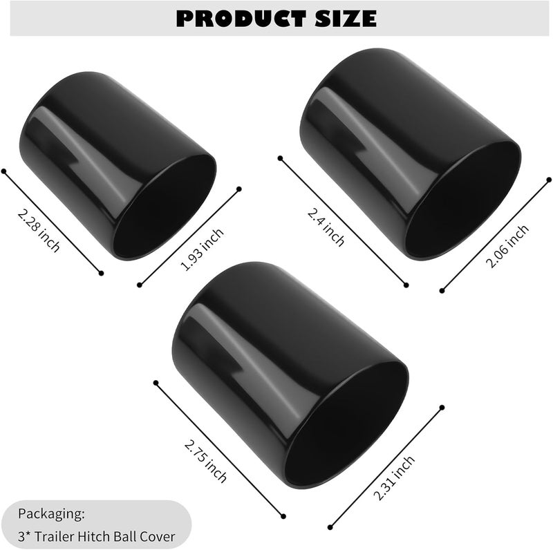 Figpade 3PCS Trailer Hitch Ball Cover Kit,1-7/8",2",2-5/16" Trailer Ball Cover for Protecting Trailers Balls,Multi-Size Trailers Accessories Balls Hitch Covers for Boat Truck - Image 2