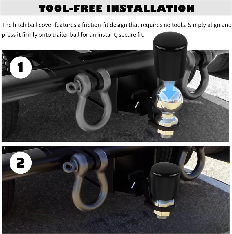 Figpade 3PCS Trailer Hitch Ball Cover Kit,1-7/8",2",2-5/16" Trailer Ball Cover for Protecting Trailers Balls,Multi-Size Trailers Accessories Balls Hitch Covers for Boat Truck - Image 5