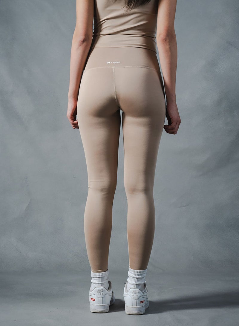 Beyond Sportswear Women's Beige Seamless Leggings - Image 3