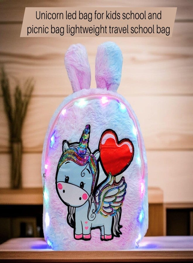 AMYCAUR Unicorn LED Backpack For Girl Kids (1 Pcs) Ideal For Nursery & Preschool, Adjustable Straps Bckpack, Perfect For Picnic, Tution, School, Return Gift For Childrens, Baby Travel Bag - Image 3