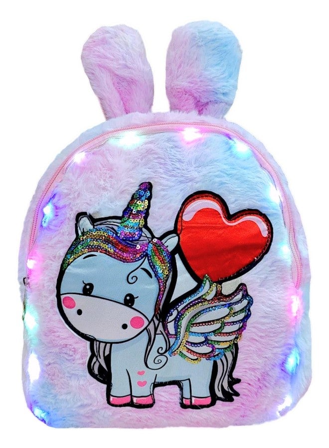 AMYCAUR Unicorn LED Backpack For Girl Kids (1 Pcs) Ideal For Nursery & Preschool, Adjustable Straps Bckpack, Perfect For Picnic, Tution, School, Return Gift For Childrens, Baby Travel Bag - Image 1