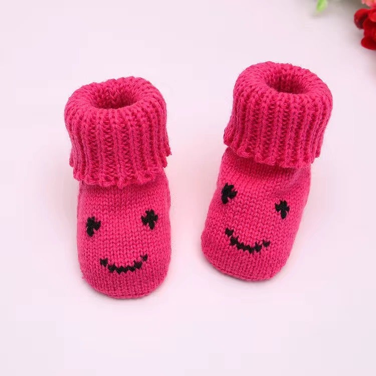 Qi Ta Handmade Knitted Baby Socks Shoes for Newborns, Cotton Breathable Anti-Slip Winter Spring Autumn, 0-3-6 Months, Cartoon Style - Image 1