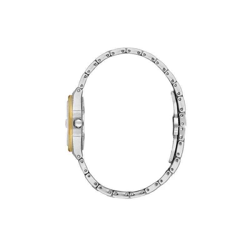 DANIEL KLEIN Women's Stainless Steel Silver and Gold Alloy Case Analog Dark Green Round Emboss Dial Japanese Quartz Premium 30 Meters Water Resistant