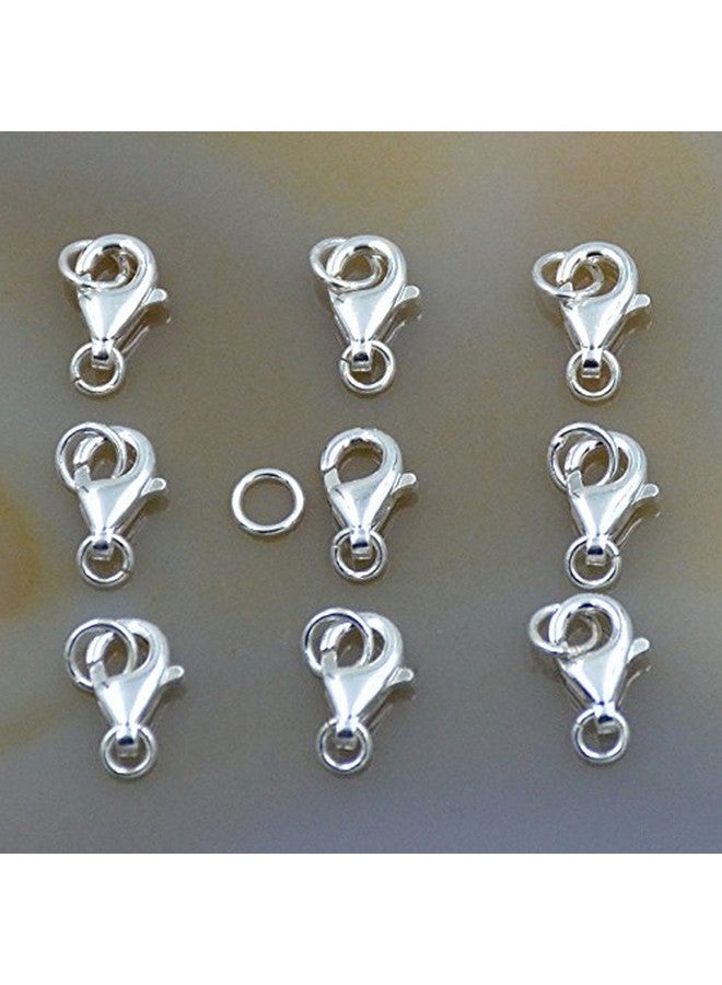 AD BEADS 10 Sets Fine 925 Sterling Silver Safety Lobster Claws Clasp With Closed Jump Rings Connect Necklace Or Bracelet (8Mm) - Image 2