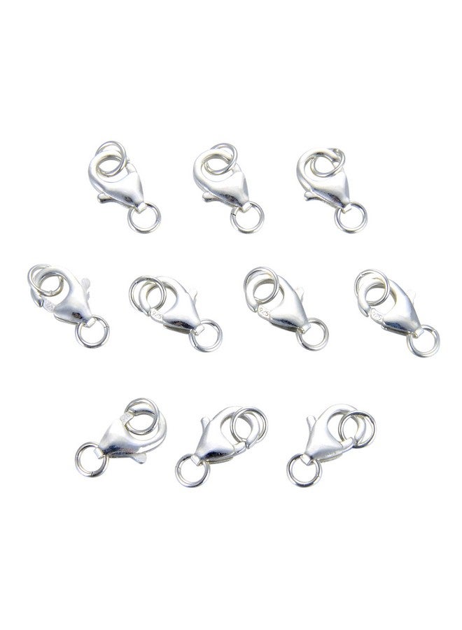 AD BEADS 10 Sets Fine 925 Sterling Silver Safety Lobster Claws Clasp With Closed Jump Rings Connect Necklace Or Bracelet (8Mm) - Image 1