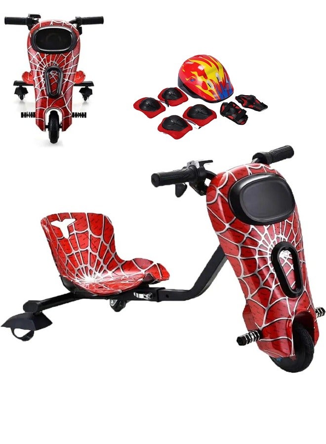 فيتنس ورلد لعبة سكوتر كهربائي صغير بصتميم سبايدر مان,سكوتر درفت كهربائي يتحمل حتى 80 كيلو, قم بتشغيل الموسيقى المخصصة الخاصة بك عم طريق البلوتوث و تعديل ثلاث سرعات مع مصابيح LED وشاشة عرض الطاقة ,مزود بثلاث عجلات العجلة الخلفية مضيئة