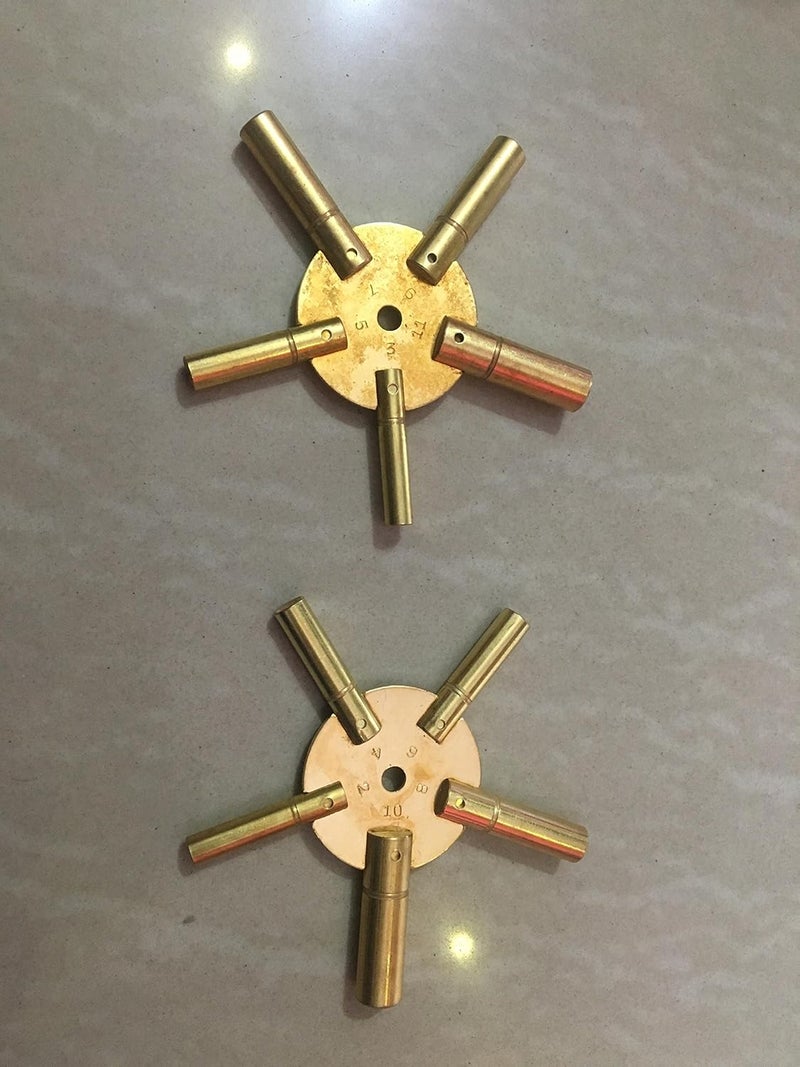 Brass Blessing 2pc Universal 5 Prong Brass Clock Key for Winding Clock, ODD & Even with Cover from (5192) - Image 4