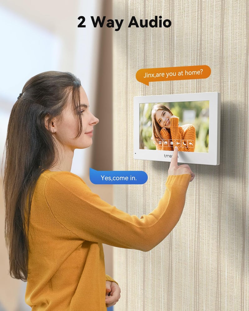 TMEZON Wired Video Intercom System, 7 Inches Video Doorbell Camera with Monitor, Wired Video Door Phone HD Camera Kits Support Unlock, Monitoring, Dual-Way Intercom for Villa Home Office Apartment - Image 2