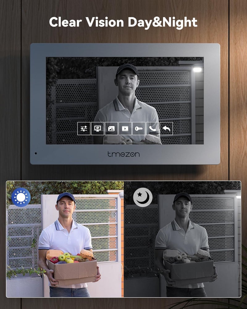 TMEZON Wired Video Intercom System, 7 Inches Video Doorbell Camera with Monitor, Wired Video Door Phone HD Camera Kits Support Unlock, Monitoring, Dual-Way Intercom for Villa Home Office Apartment - Image 5