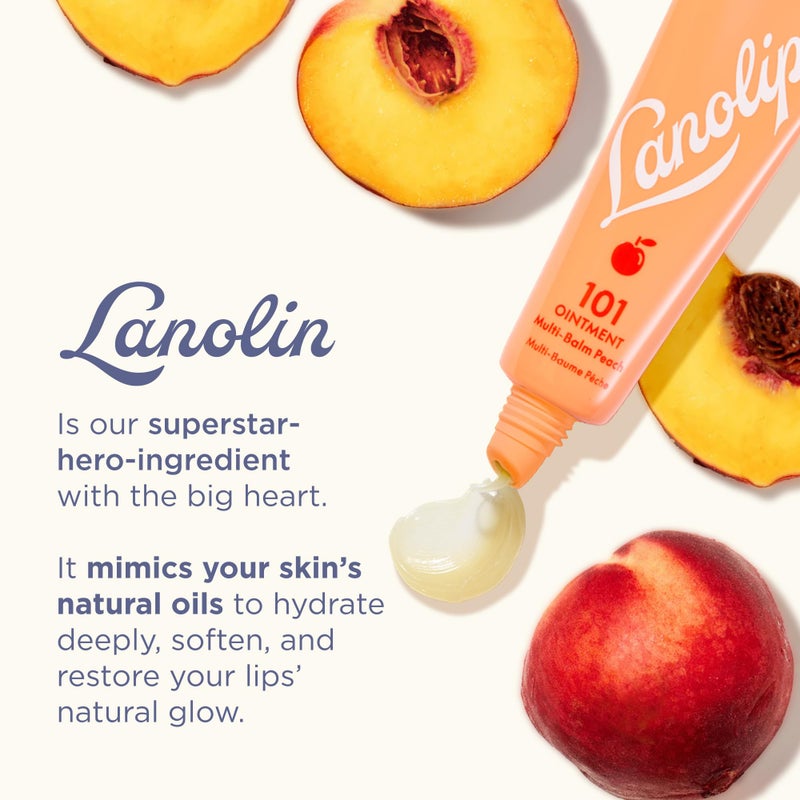 Lanolips 101 Ointment - Lanolin Lip Balm for Smooth, Hydrated & Healthy Lips - Multipurpose Ointment with Lanolin Oil for Dry Cuticles & More - Peach (0.52 oz) - Image 4