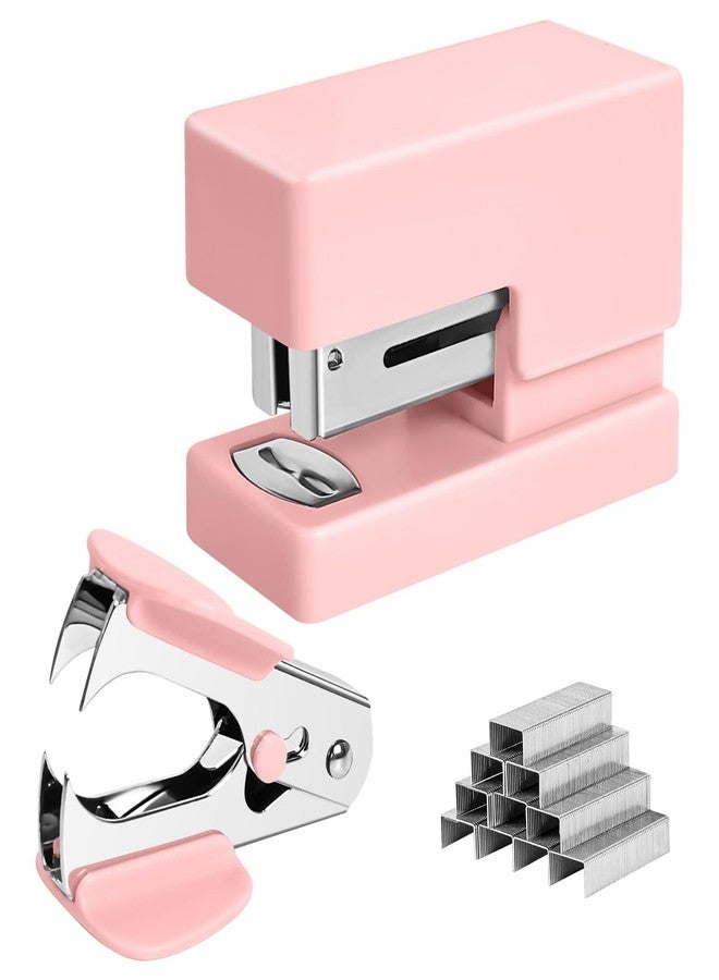 Yzkula Mini Stapler - Small Cute Desk Staplers - 25 Sheet Capacity with 830 Staples and Staple Remover, Desktop Stapler for Office, School, Home, Pink - Image 1