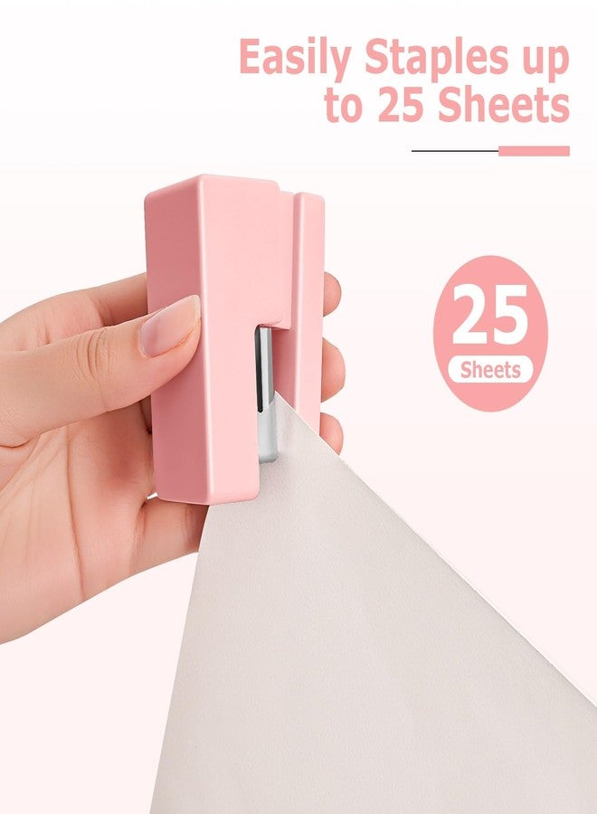 Yzkula Mini Stapler - Small Cute Desk Staplers - 25 Sheet Capacity with 830 Staples and Staple Remover, Desktop Stapler for Office, School, Home, Pink - Image 5