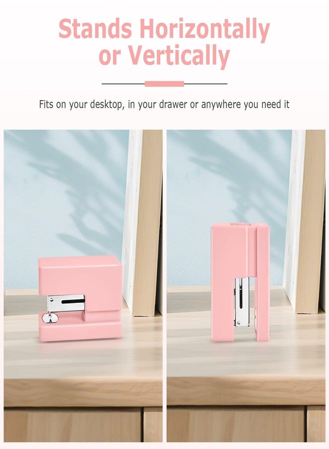 Yzkula Mini Stapler - Small Cute Desk Staplers - 25 Sheet Capacity with 830 Staples and Staple Remover, Desktop Stapler for Office, School, Home, Pink - Image 2