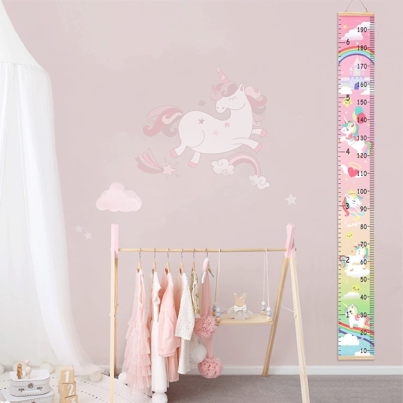 HIFOT Kids Growth Chart Height Measuring Chart, Unicorn Canvas Wall Hanging Rulers for Baby Children Girls Bedroom Decor 74.8''* 7.87'' - Image 4