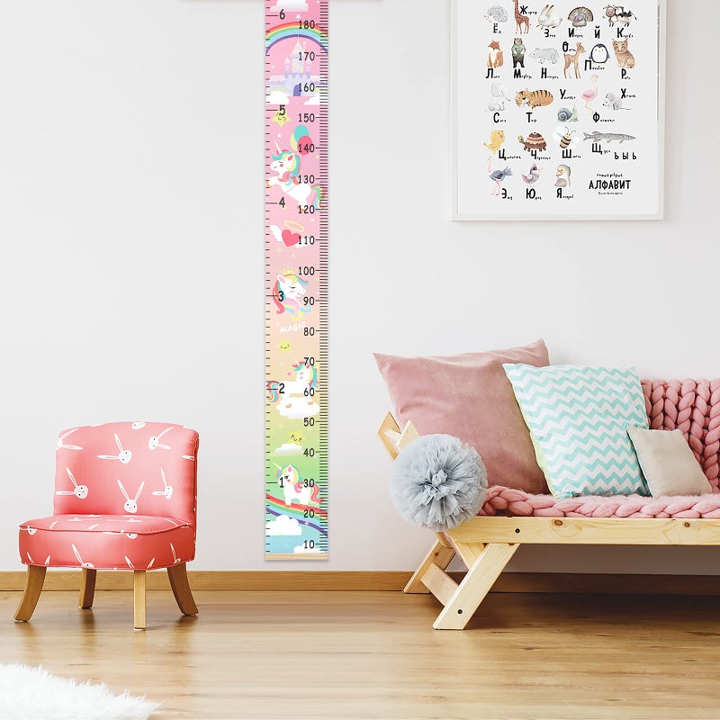 HIFOT Kids Growth Chart Height Measuring Chart, Unicorn Canvas Wall Hanging Rulers for Baby Children Girls Bedroom Decor 74.8''* 7.87'' - Image 3