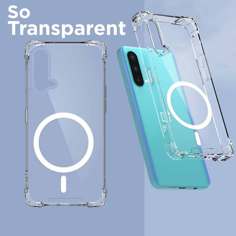 Pikkme غطاء خلفي لهاتف Oneplus Nord Ce 5G مع دعم مغناطيسي مقاوم للصدمات من PC + TPU (شفاف Mag-Safe) - Image 2