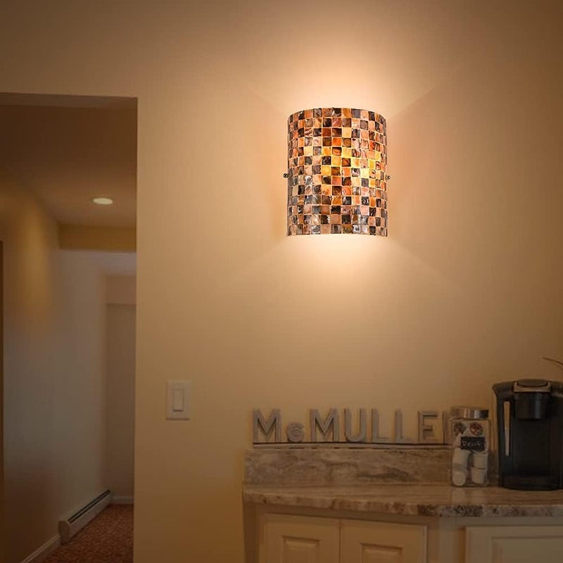 ARTZONE Tiffany Style Wall Sconces Natural Shell Lampshade Mosaic Wall Light for Bedroom Stairway Corridor - Image 3