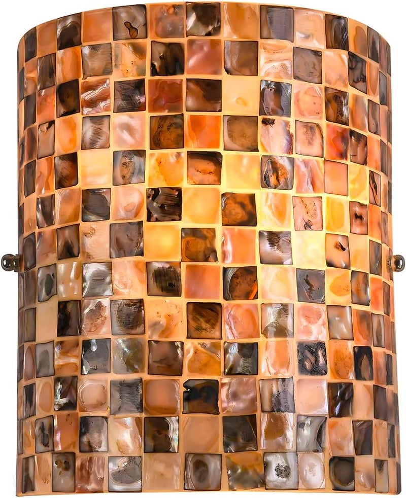 ARTZONE Tiffany Style Wall Sconces Natural Shell Lampshade Mosaic Wall Light for Bedroom Stairway Corridor - Image 1