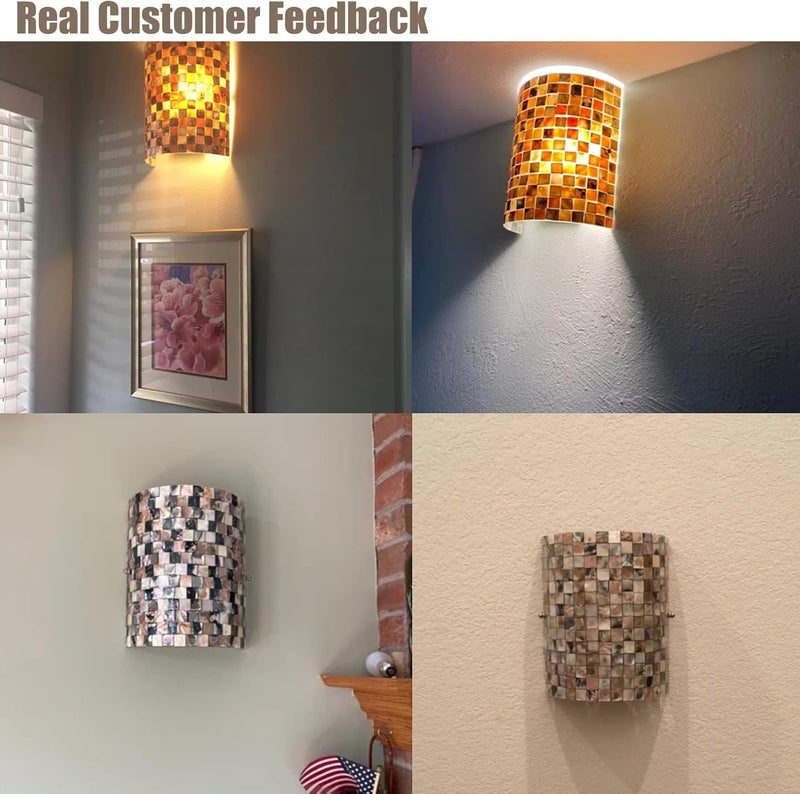 ARTZONE Tiffany Style Wall Sconces Natural Shell Lampshade Mosaic Wall Light for Bedroom Stairway Corridor - Image 2