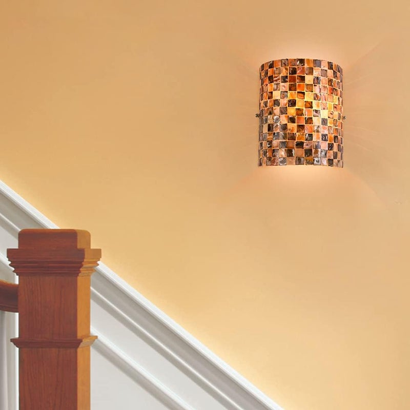 ARTZONE Tiffany Style Wall Sconces Natural Shell Lampshade Mosaic Wall Light for Bedroom Stairway Corridor - Image 4