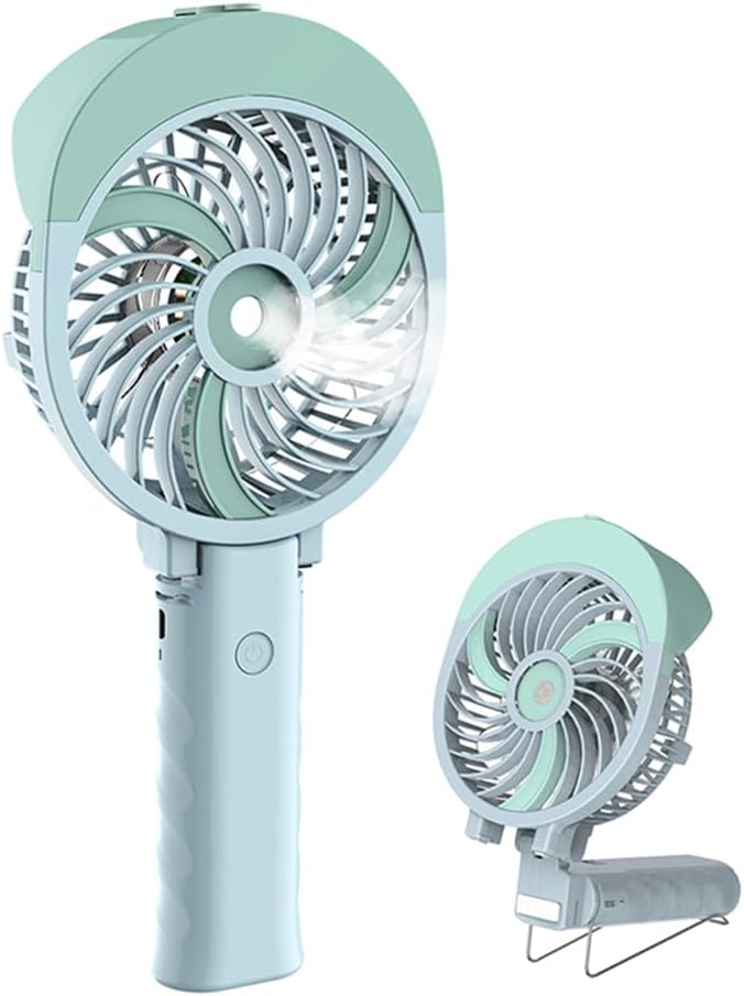 HandFan Handheld Fan Misting Hand Held Fan Rechargeable Battery Operated Portable 3 Speeds & 55ml Spray &180°Foldable With Metal Clip USB Personal Water Fan For Travel Camping Outdoor Women - Image 1