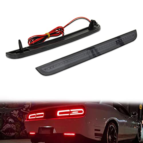 ADIIL Smoked Lens Tail Brake Running Lamps Red LED Reflector Light Kit Compatible for 2015-2022 Dodge Challenger - Image 1