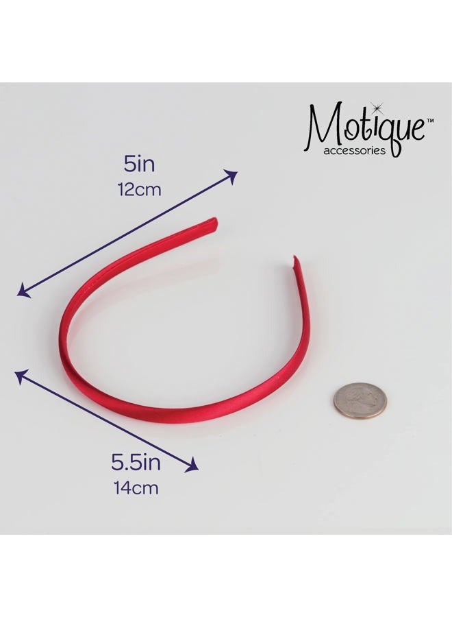 Motique Accessories Thin Headbands for Women Solid Satin 4 Pack - Red - Image 5