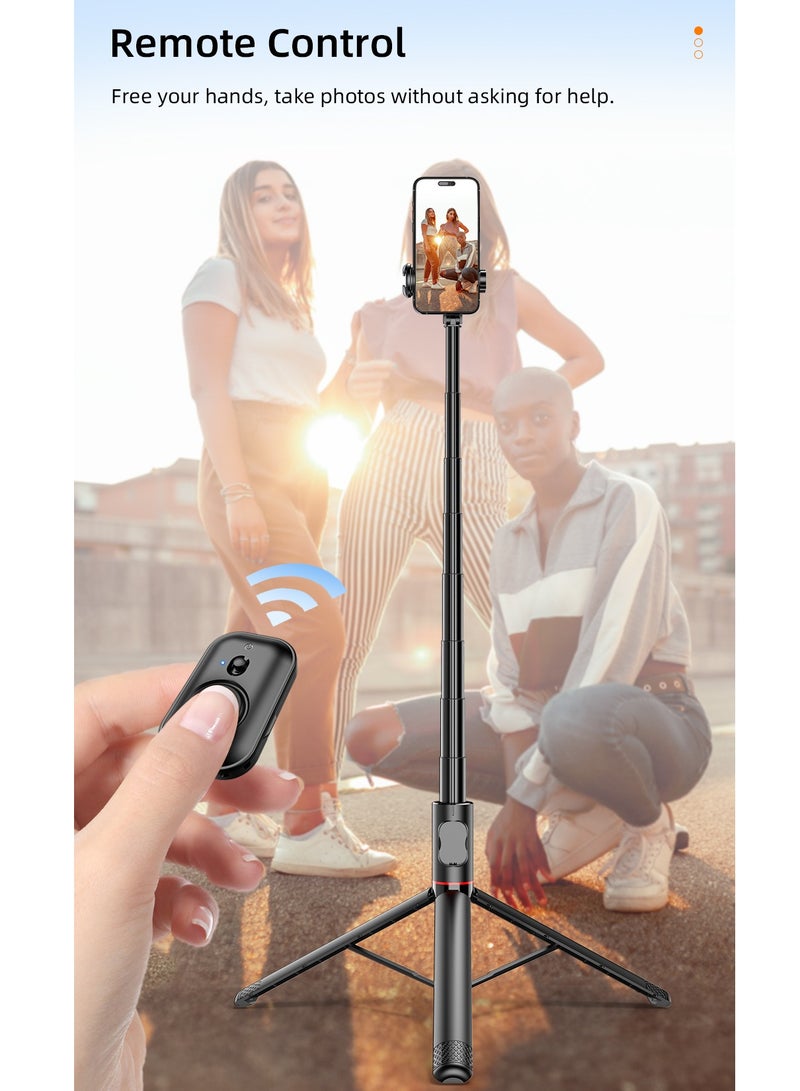 DUSALA All-in-One Hidden Design Multi-Functional Stable Tripod Selfie Stick  1.84m（72.05inch）with Rechargeable Bluetooth Remote, Compatible with iPhone and Android Smartphones, Perfect for Travel, Vlog, Video and Photo - Image 5
