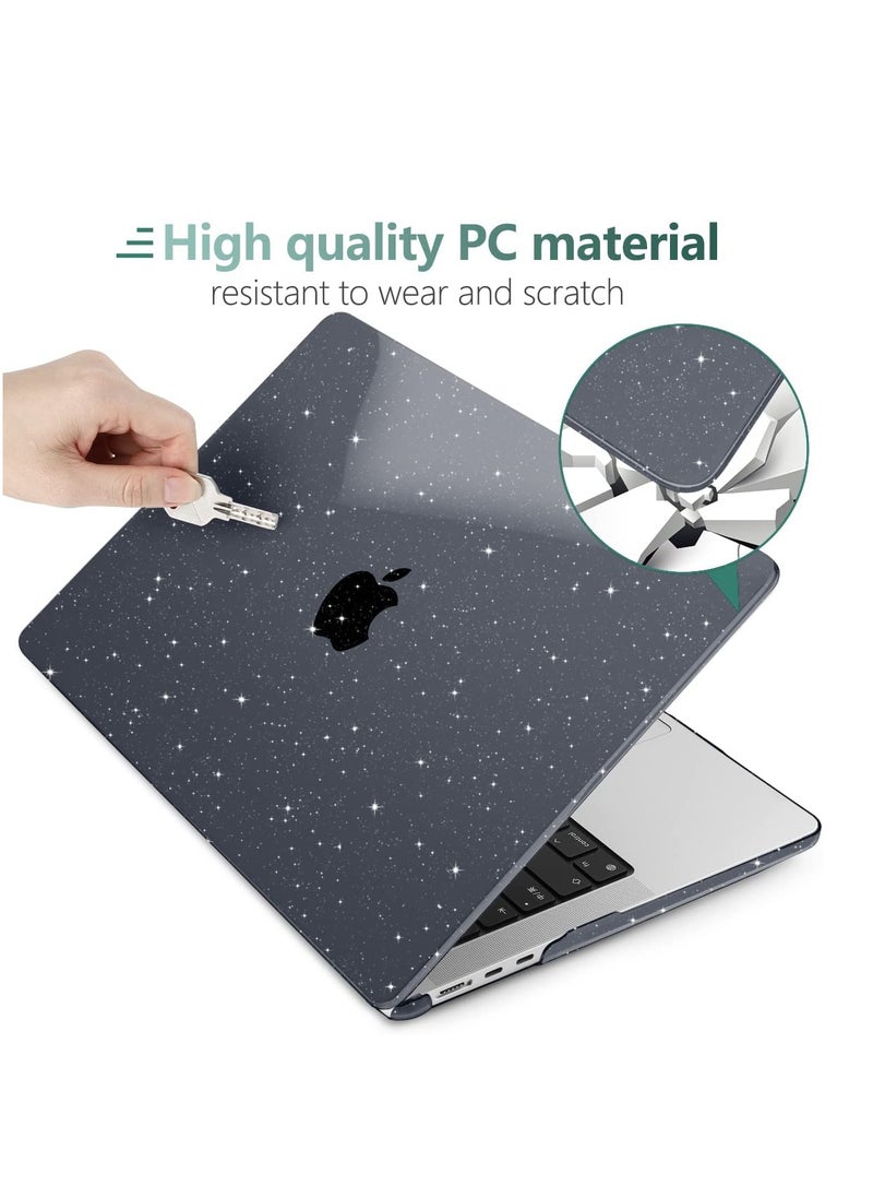 Generic - 3 in 1 Rubberized Hard Case Compatible with New MacBook Air 15 inch Case 2023 Release A2941 M2 Chip and 2024 Release A3114 M3 Chip and 2025 A3241 M4 Chip, Glitter Plastic Hard Shell Case + Keyboard Skin Cover + Screen Protector, Sparkly Black - Image 1