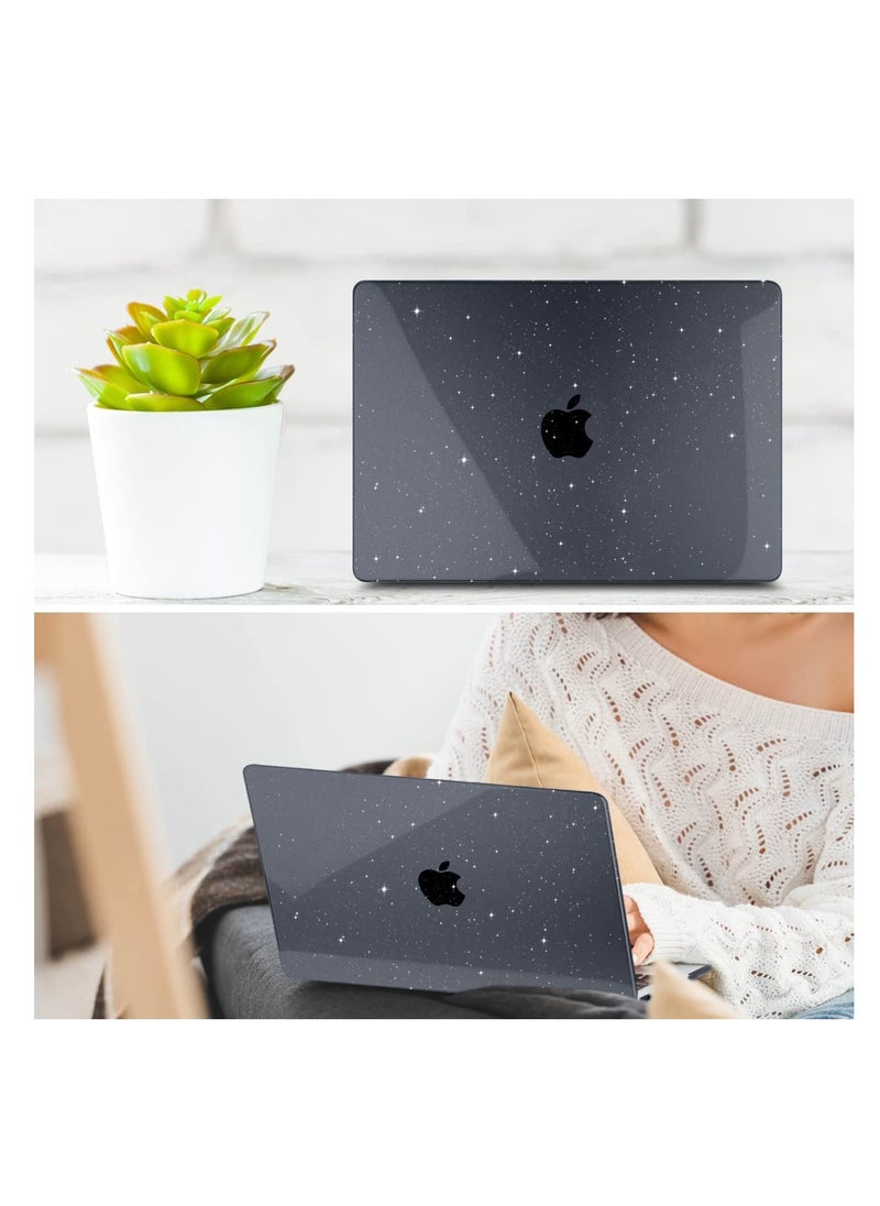 Generic - 3 in 1 Rubberized Hard Case Compatible with New MacBook Air 15 inch Case 2023 Release A2941 M2 Chip and 2024 Release A3114 M3 Chip and 2025 A3241 M4 Chip, Glitter Plastic Hard Shell Case + Keyboard Skin Cover + Screen Protector, Sparkly Black - Image 1