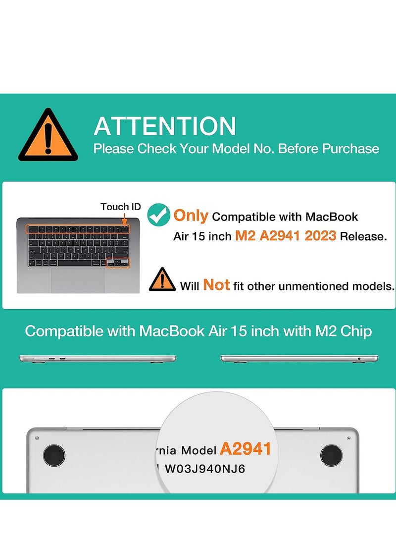 Generic - 3 in 1 Rubberized Hard Case Compatible with New MacBook Air 15 inch Case 2023 Release A2941 M2 Chip and 2024 Release A3114 M3 Chip and 2025 A3241 M4 Chip, Glitter Plastic Hard Shell Case + Keyboard Skin Cover + Screen Protector, Sparkly Black - Image 1