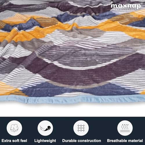 MAXNAP Cloudrest - Grey Wave Pattern Mink Blanket for Winter – Double Bed, 300 GSM Ultra Soft & Warm Blanket, Lightweight & Breathable, 220x240 cm - Image 2