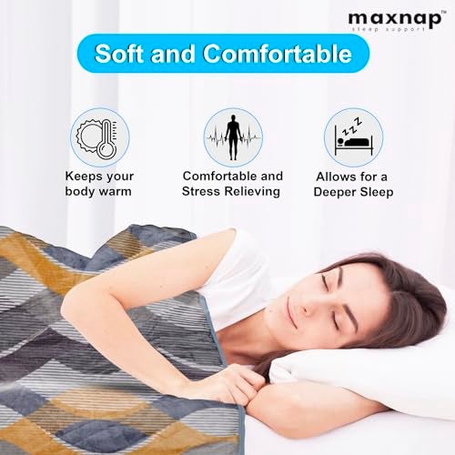 MAXNAP Cloudrest - Grey Wave Pattern Mink Blanket for Winter – Double Bed, 300 GSM Ultra Soft & Warm Blanket, Lightweight & Breathable, 220x240 cm - Image 5