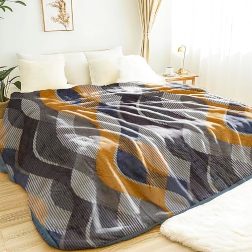 MAXNAP Cloudrest - Grey Wave Pattern Mink Blanket for Winter – Double Bed, 300 GSM Ultra Soft & Warm Blanket, Lightweight & Breathable, 220x240 cm - Image 1