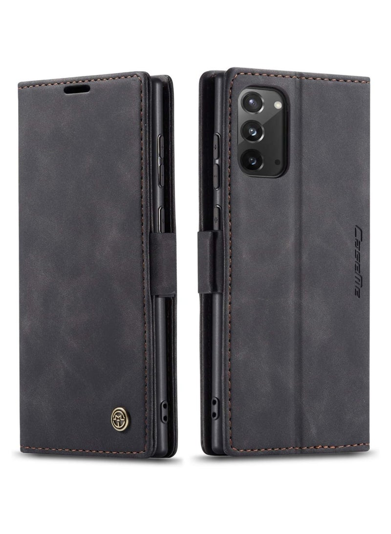 CaseMe Phone Case Luxury PU Leather Design 013 Flip Cover Card Slot Holder Cover For Samsung Galaxy Note 20 (Black)  - Image 3