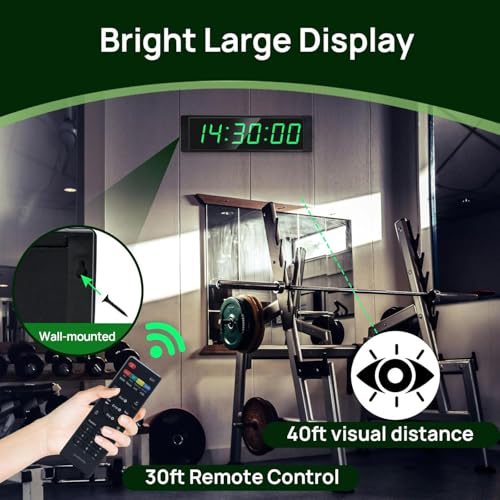 YZ Gym Clock for Home Gym with Start/Stop Button, Interval Timer for Workout, Stopwatch/Countdown Timer with Remote, 12/24H Digital Wall Clock, Portable Home Gym Accessories - Image 4