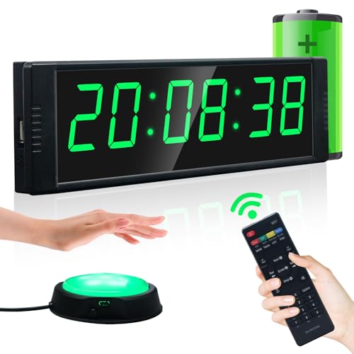 YZ Gym Clock for Home Gym with Start/Stop Button, Interval Timer for Workout, Stopwatch/Countdown Timer with Remote, 12/24H Digital Wall Clock, Portable Home Gym Accessories - Image 1