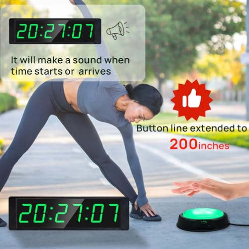 YZ Gym Clock for Home Gym with Start/Stop Button, Interval Timer for Workout, Stopwatch/Countdown Timer with Remote, 12/24H Digital Wall Clock, Portable Home Gym Accessories - Image 3