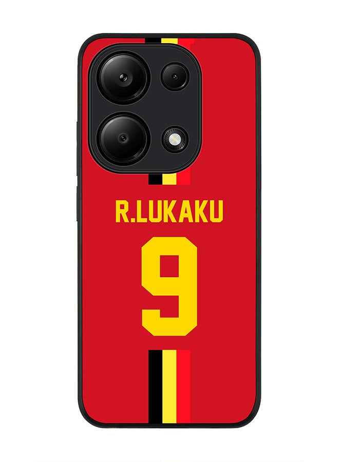 Stylizedd Rugged Black Edge Case for Xiaomi Redmi Note 13 Pro 4G / Xiaomi Poco M6 Pro 4G Case Cover- Football Team - Belgium, Player Name - R.Lukaku - Image 1