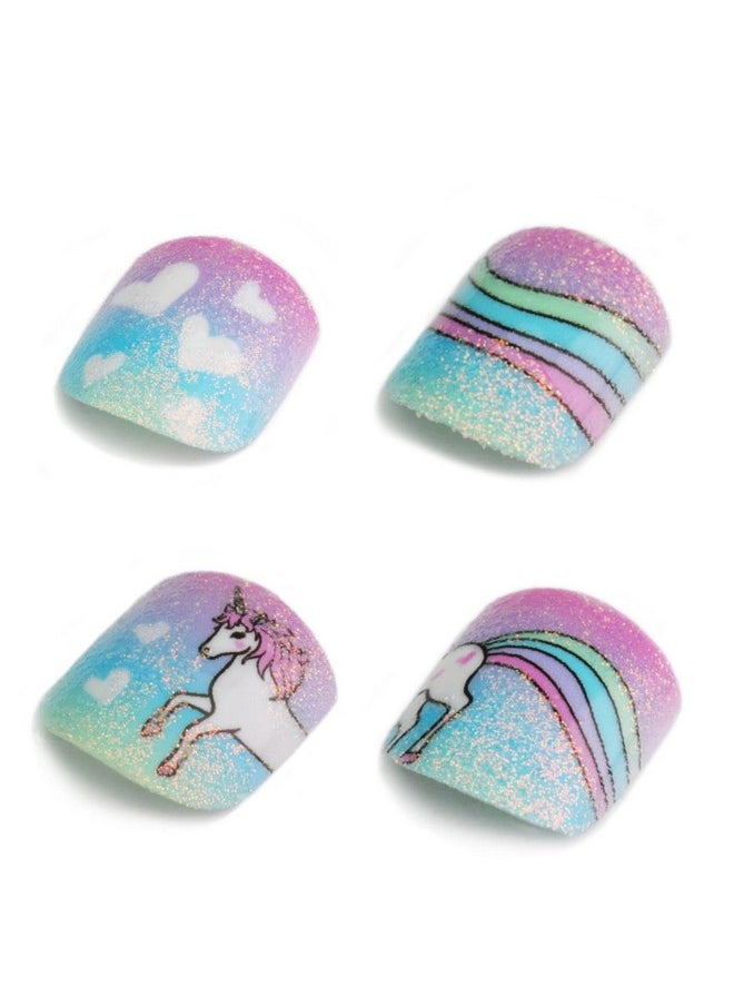 Renee - Ess By Renee Stick On Nails Rainbow Unicorn | 24 Reusable Artificial Nail Set | Lightweight, Long Lasting, Easy To Use | Quick Fix For Special Occasions - Image 1