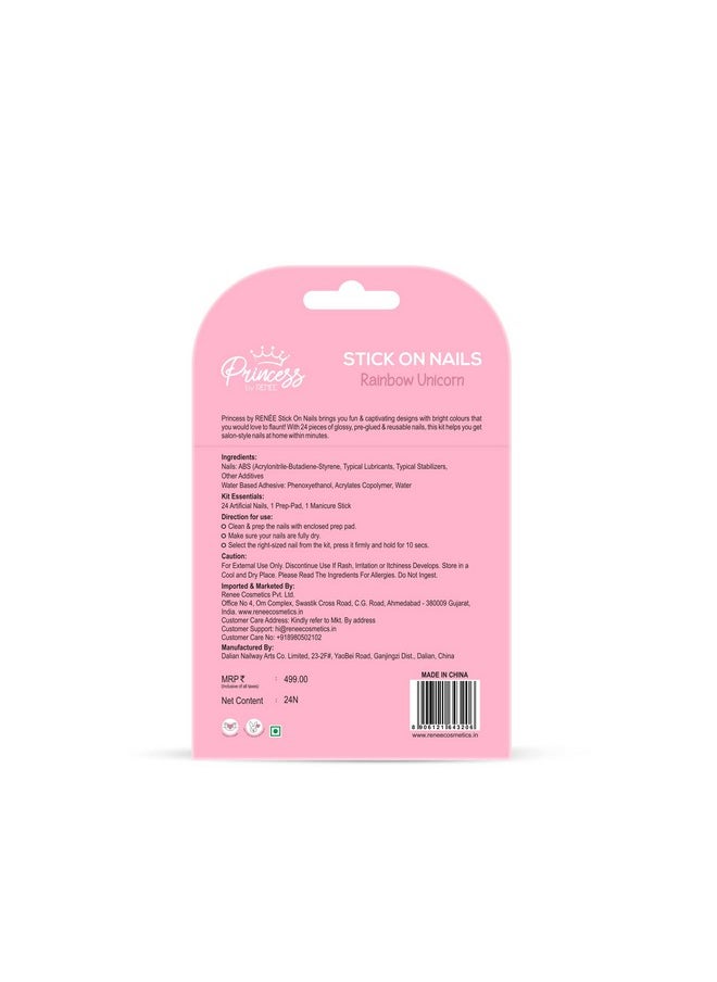 Renee - Ess By Renee Stick On Nails Rainbow Unicorn | 24 Reusable Artificial Nail Set | Lightweight, Long Lasting, Easy To Use | Quick Fix For Special Occasions - Image 1