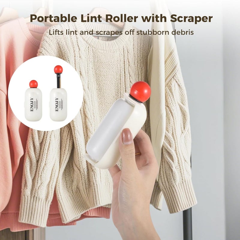 Portable Lint Roller Set (4 Pcs), Washable with Detachable Scraper and Dust-Protective Flip Cover for Travel and Pet Hair - Image 5