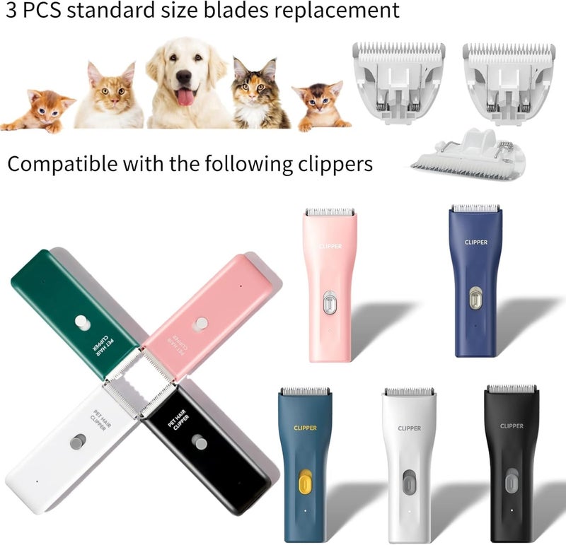 Grimgrow 3 PCS Standard Size Replaceable Ceramic Blades Set Pet Hair Clipper,Cat Dog Common Use Clipper Blade(#AP005) - Image 2