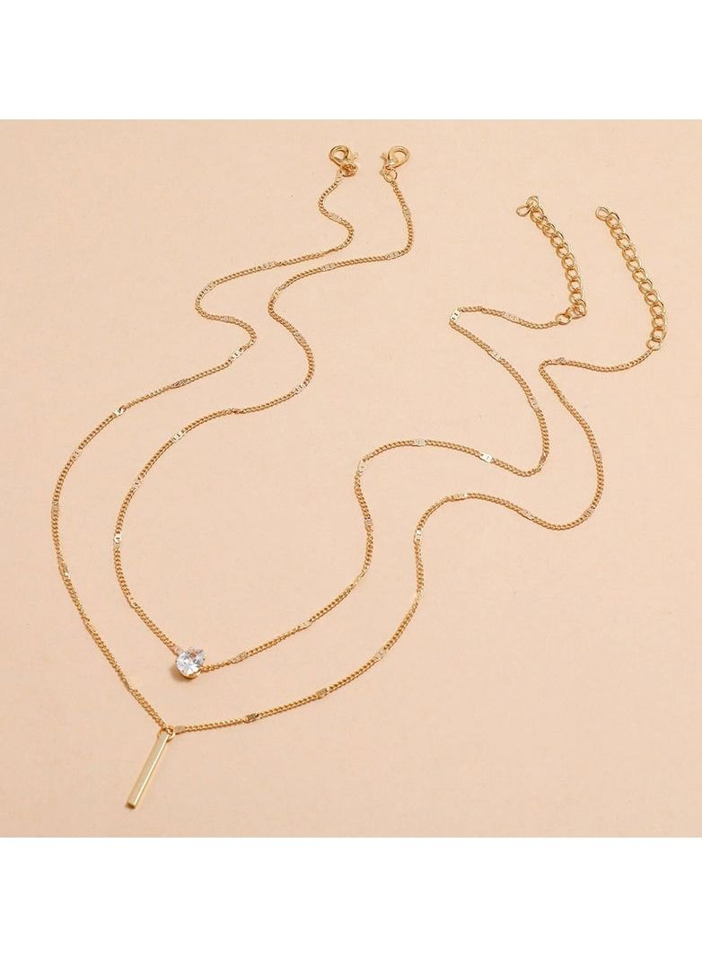 Rhinestone Long Double-Layer Pendant Necklace Female Ins Wind Everything Matching Choker - Image 1