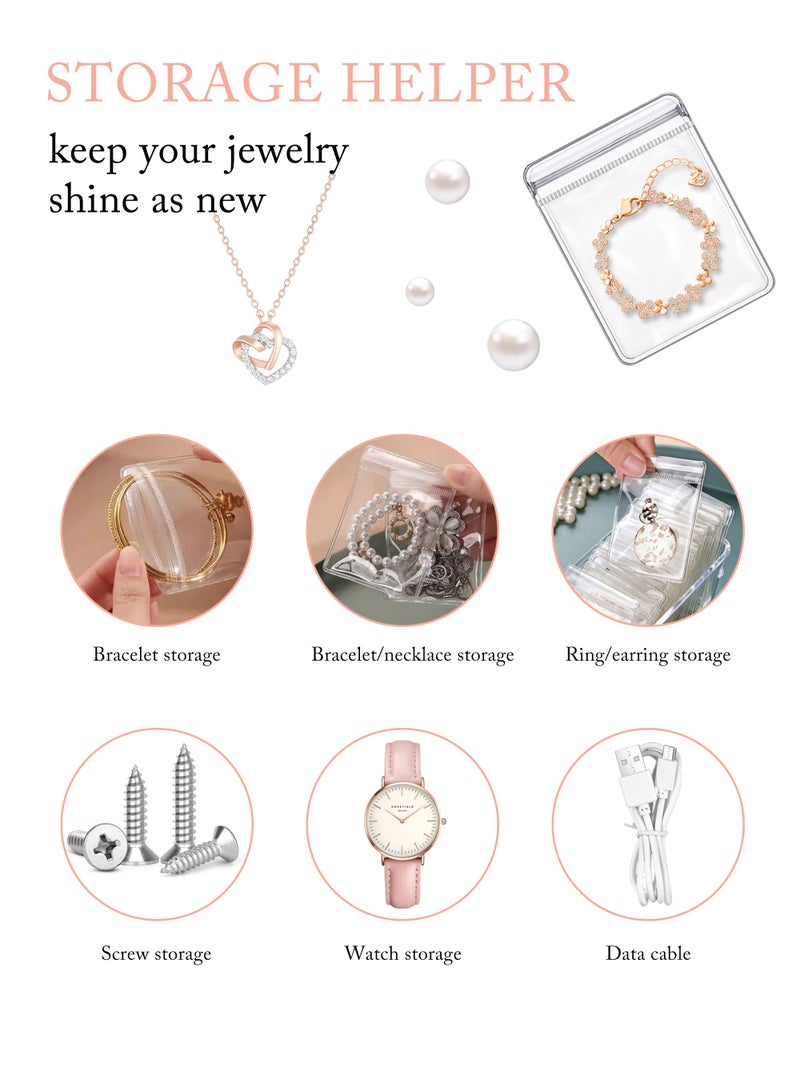 HomarKet 100 Pack Clear Jewelry Bags Clear Zipper Plastic Bag Self Seal PVC Rings Earrings Packing Pouch Storage Bags for Holding Jewelries (1.9 x 2.7 Inch/5x7cm)) - Image 4