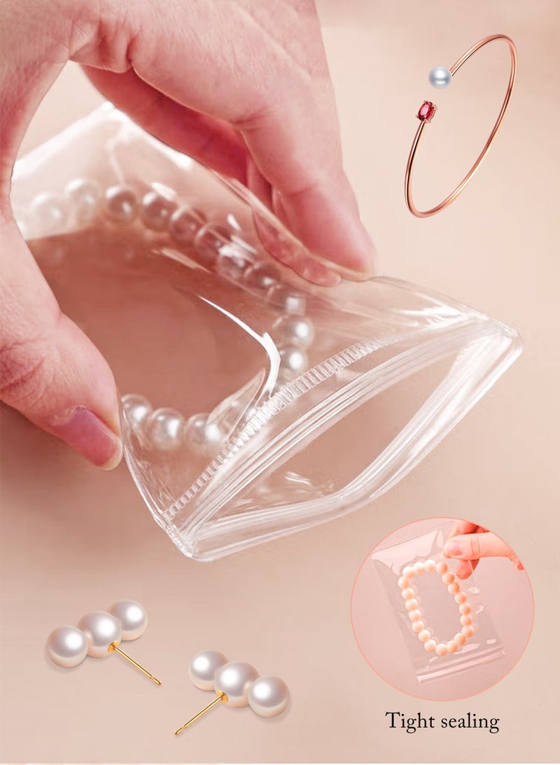 HomarKet 100 Pack Clear Jewelry Bags Clear Zipper Plastic Bag Self Seal PVC Rings Earrings Packing Pouch Storage Bags for Holding Jewelries (1.9 x 2.7 Inch/5x7cm)) - Image 3
