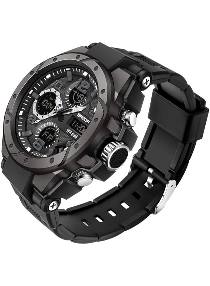 Men's Watches Outdoor Sports Waterproof Military Watch Tactical Digital Analog Wrist Watch Date Multi Function Led Large Face Alarm Stopwatch for Man - Image 1