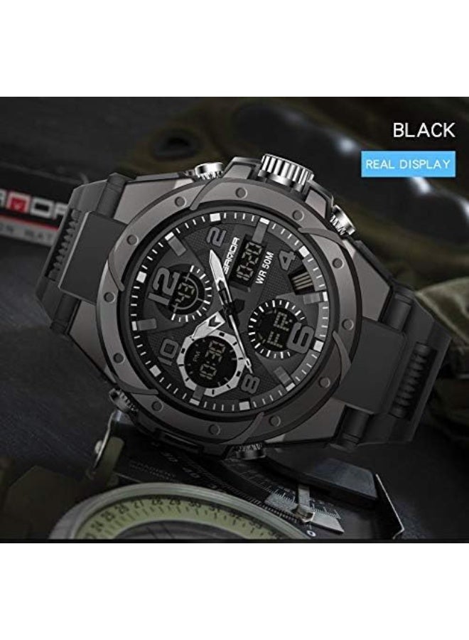 Men's Watches Outdoor Sports Waterproof Military Watch Tactical Digital Analog Wrist Watch Date Multi Function Led Large Face Alarm Stopwatch for Man - Image 3